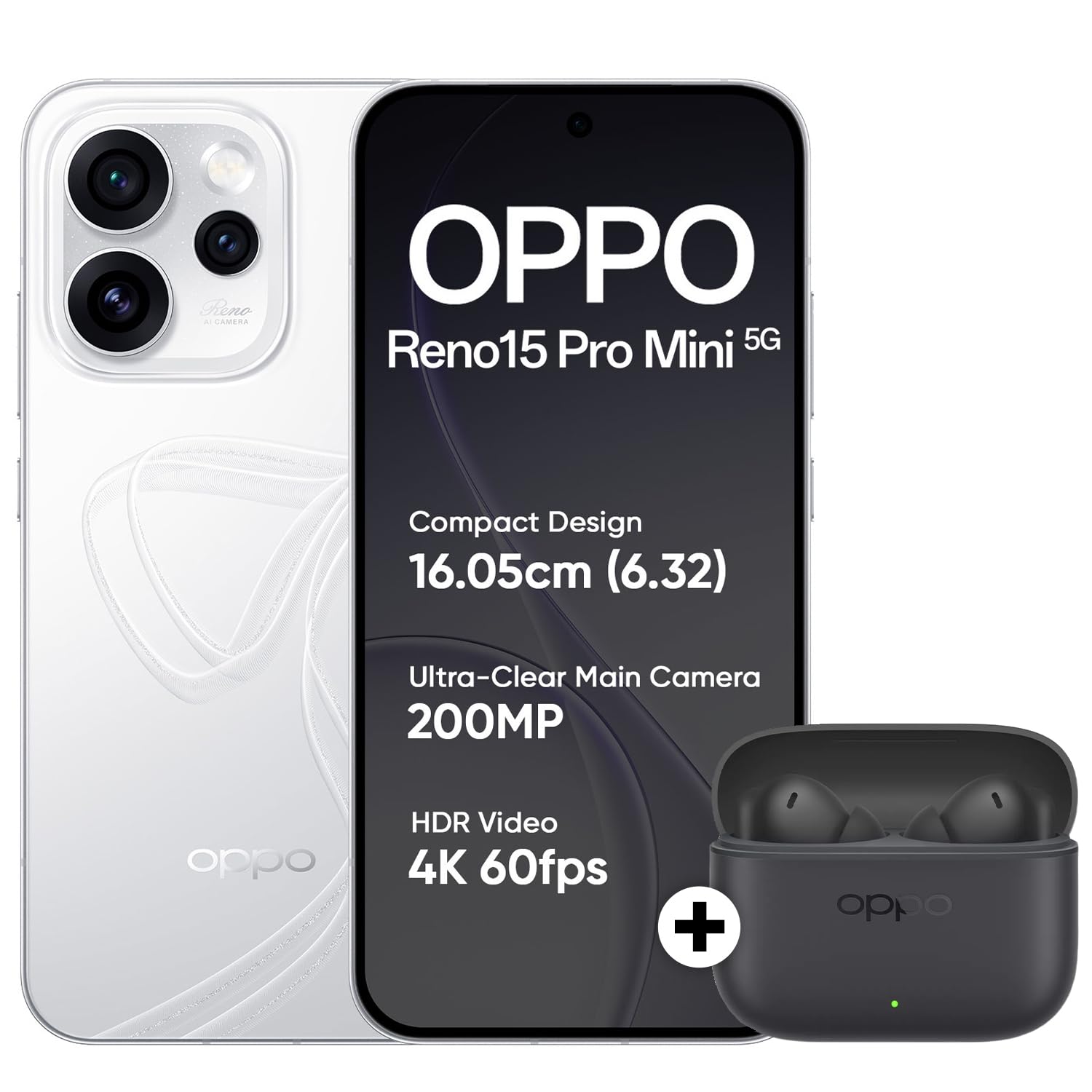 OPPO Reno15 Pro Mini 5G Smartphone 12+512GB White, 6.05-inch Screen 120Hz AMOLED Display, 6200mAh Battery, 80W Fast Charging, 50MP & 200MP Camera, MediaTek Dimensity 8450 Platform, IP69-image-18