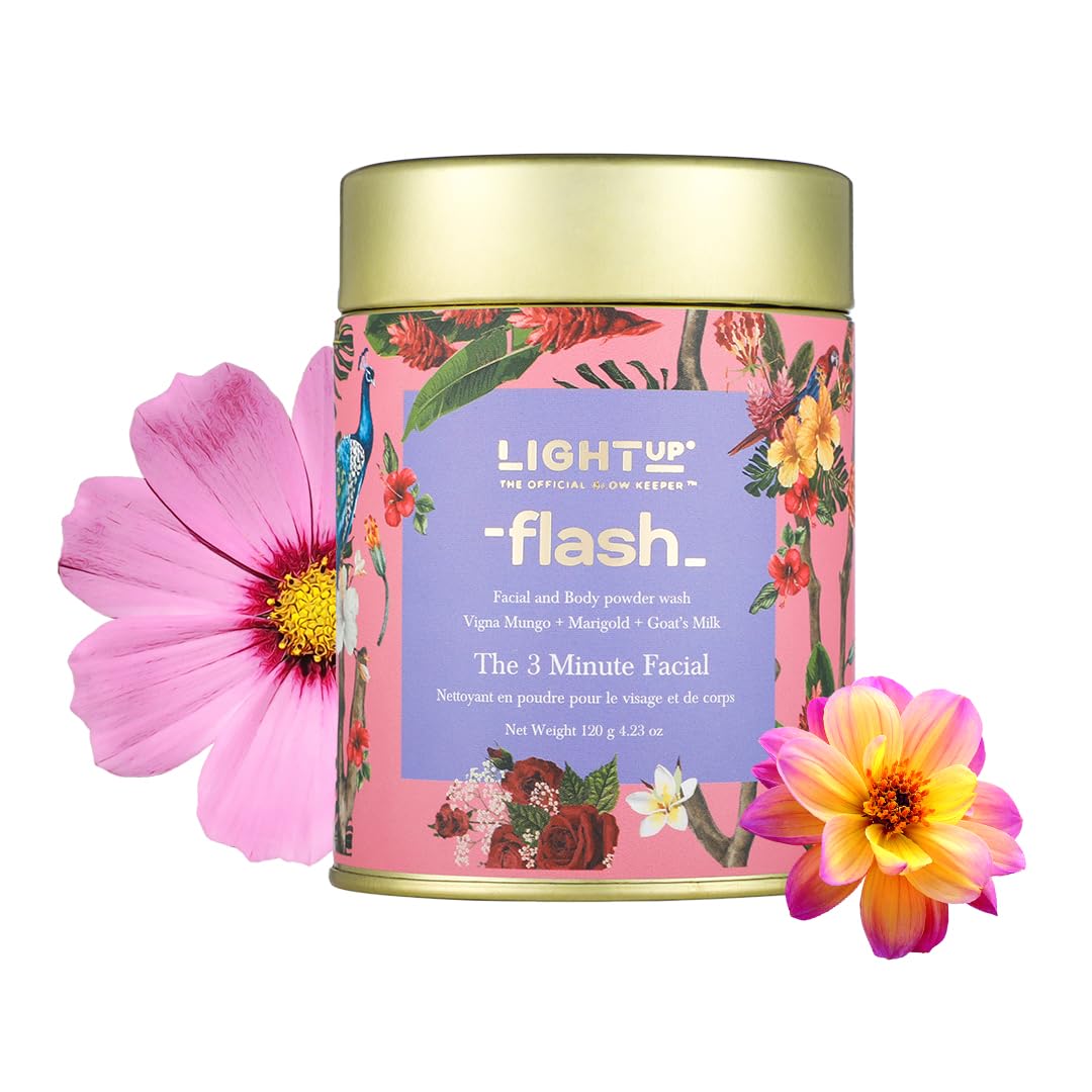 Flash Face&Body Brightening Ubtan-3 Minute Facial,Goat'S Milk,Marigold,Hibiscus,Rose,Guava&Vitamin C: Instant Glow,Tan Removal,Gentle Exfoliation,Natural Radiance,Bridal-120 Gm,Scrub,1 Count }