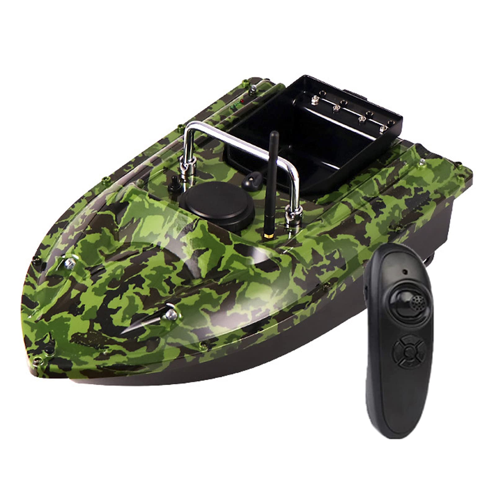 Barchino Carpfishing, Barca Esca da Pesca con Naviga a velocità Fissa Telecomandata 500 M, Cercatore di Pesci da Pesca con Doppio Motore e Luce Notturna a LED,Verde,5200mAh