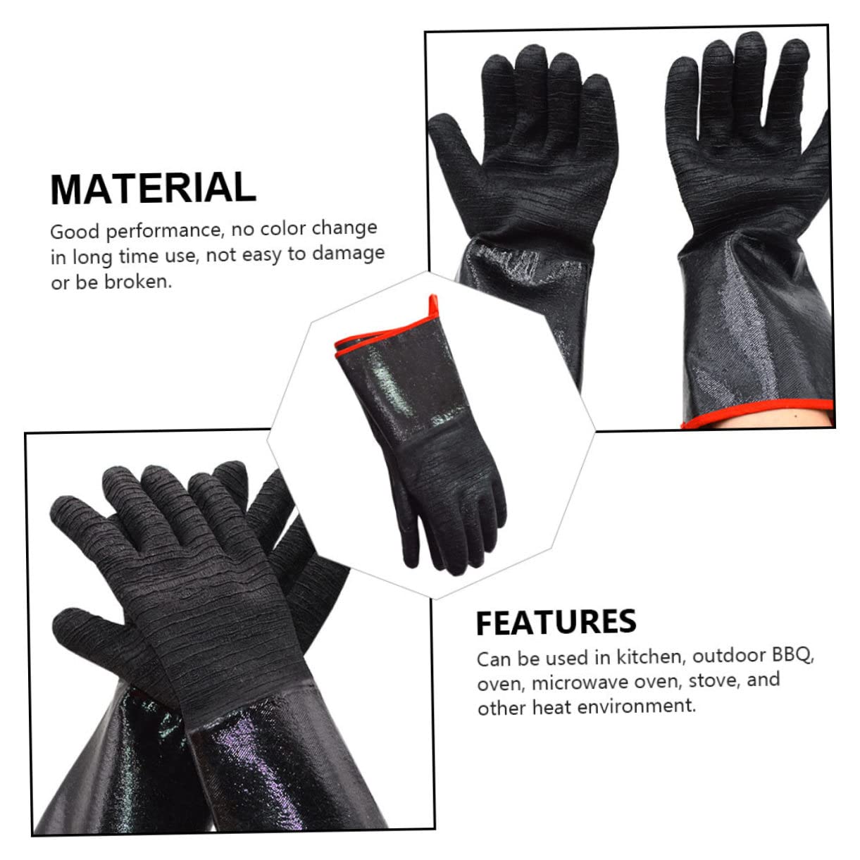 Guanti Ignifughi Resistenti al Calore in Neoprene, 1 Paio Nero | Forno, Barbecue e Cucina, Protezione Polso da Scottature, Riutilizzabili, per Cottura ad Alte Temperature