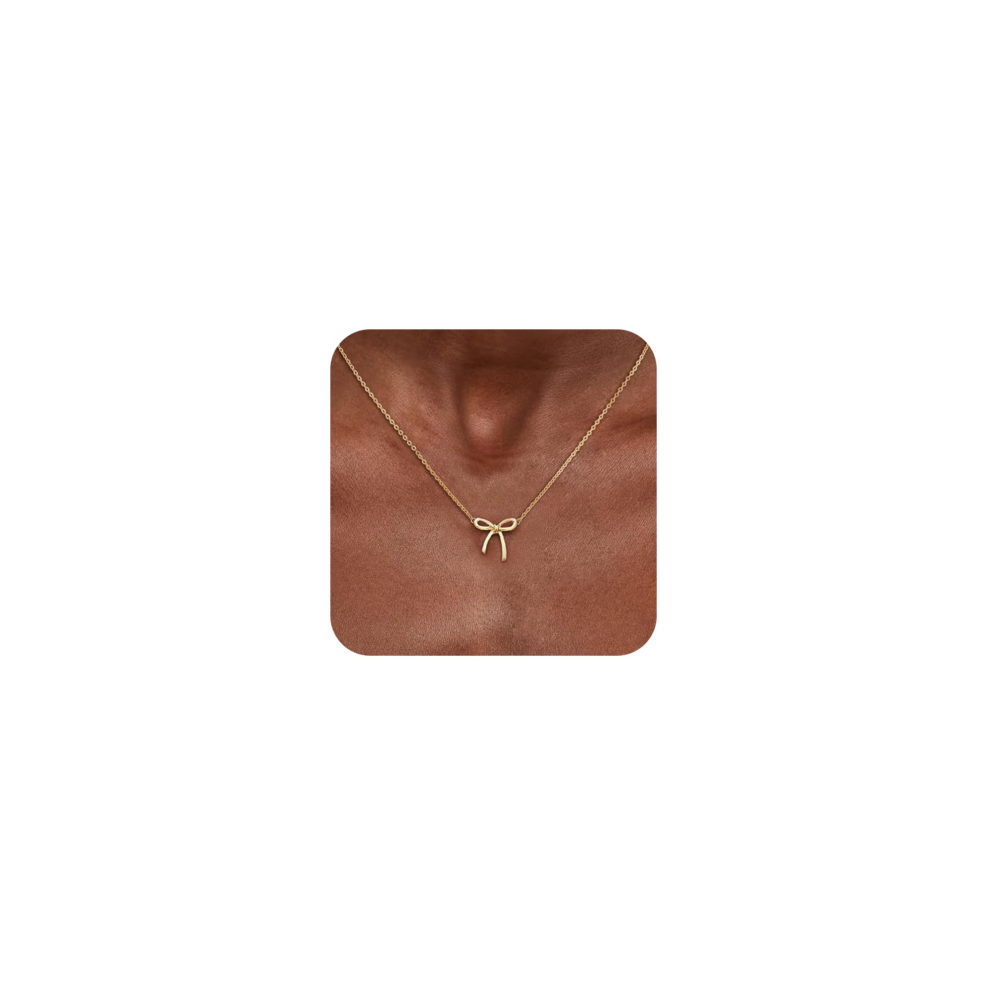 14K Gold Plated Necklace for Women - Bow Necklace - Dainty Necklace Cute Small Tiny Bow Pendant Choker Chain Necklace Trendy Necklaces for Women Jewelry Gift