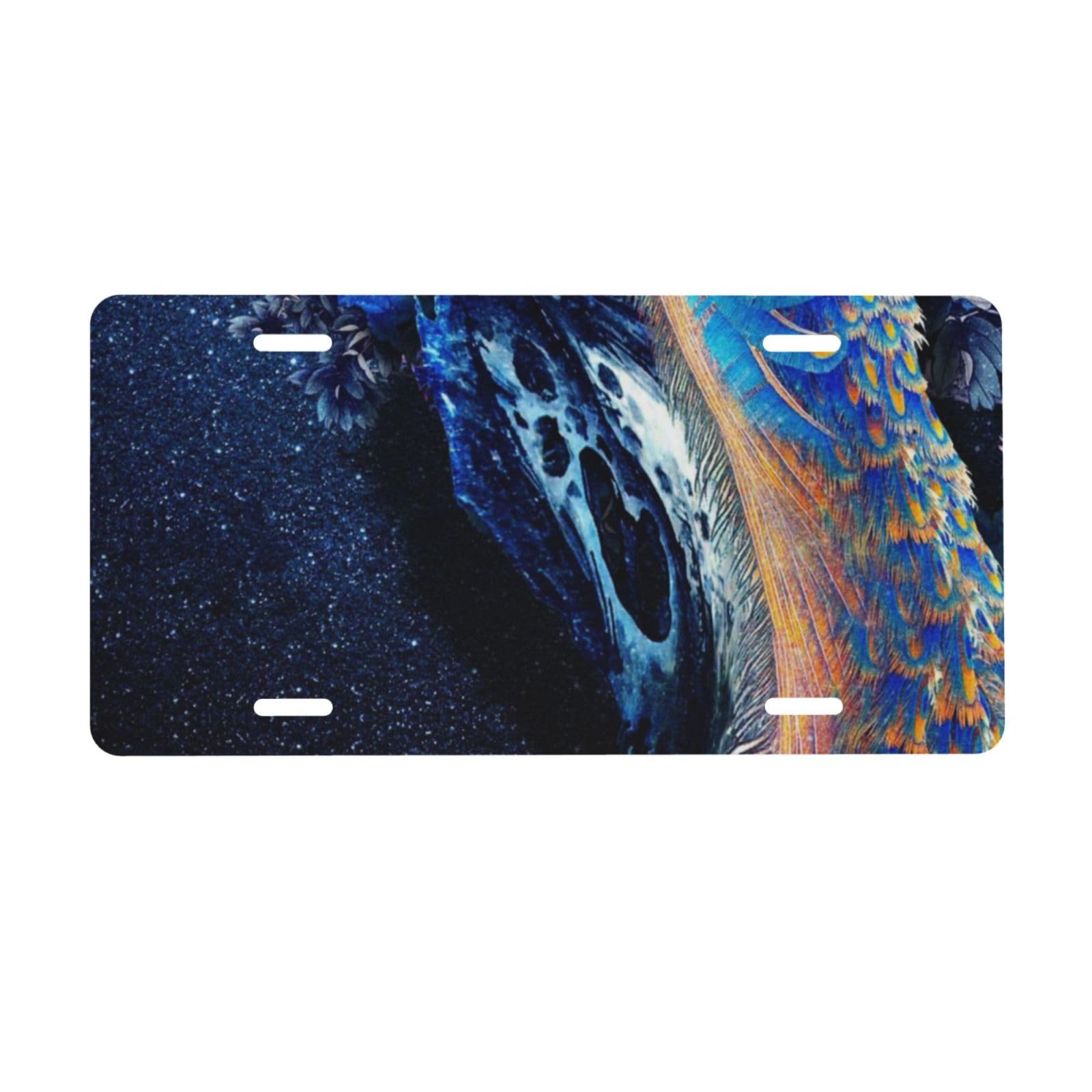 Peacock Starry Sky Printed License Plate Aluminum License Plate Plates Tag Car License Plate Covers Car Accessories Novelty Tag License Plate