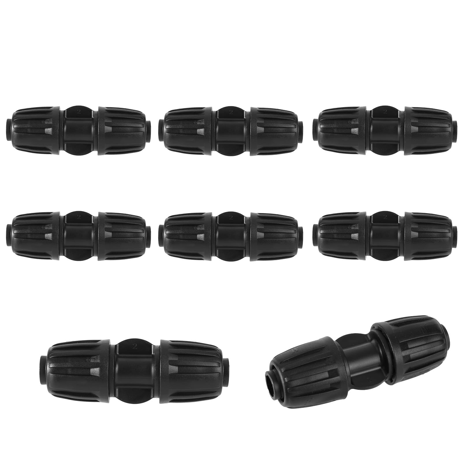 Fukaisu 10pcs 1/2'' Drip Irrigation Coupling Fittings, 1/2" ID 0.65" OD Leak-Proof Barbed Lock Nut Coupler Hose Connectors for 1/2in Drip Irrigation Tubing System