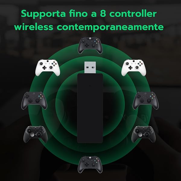 Mcbazel Adattatore Wireless Xbox per Windows 11/10/8.1/8/7, Compatibile con Xbox One, One S/X, Elite, Elite 2, Series S/X Controller - 4
