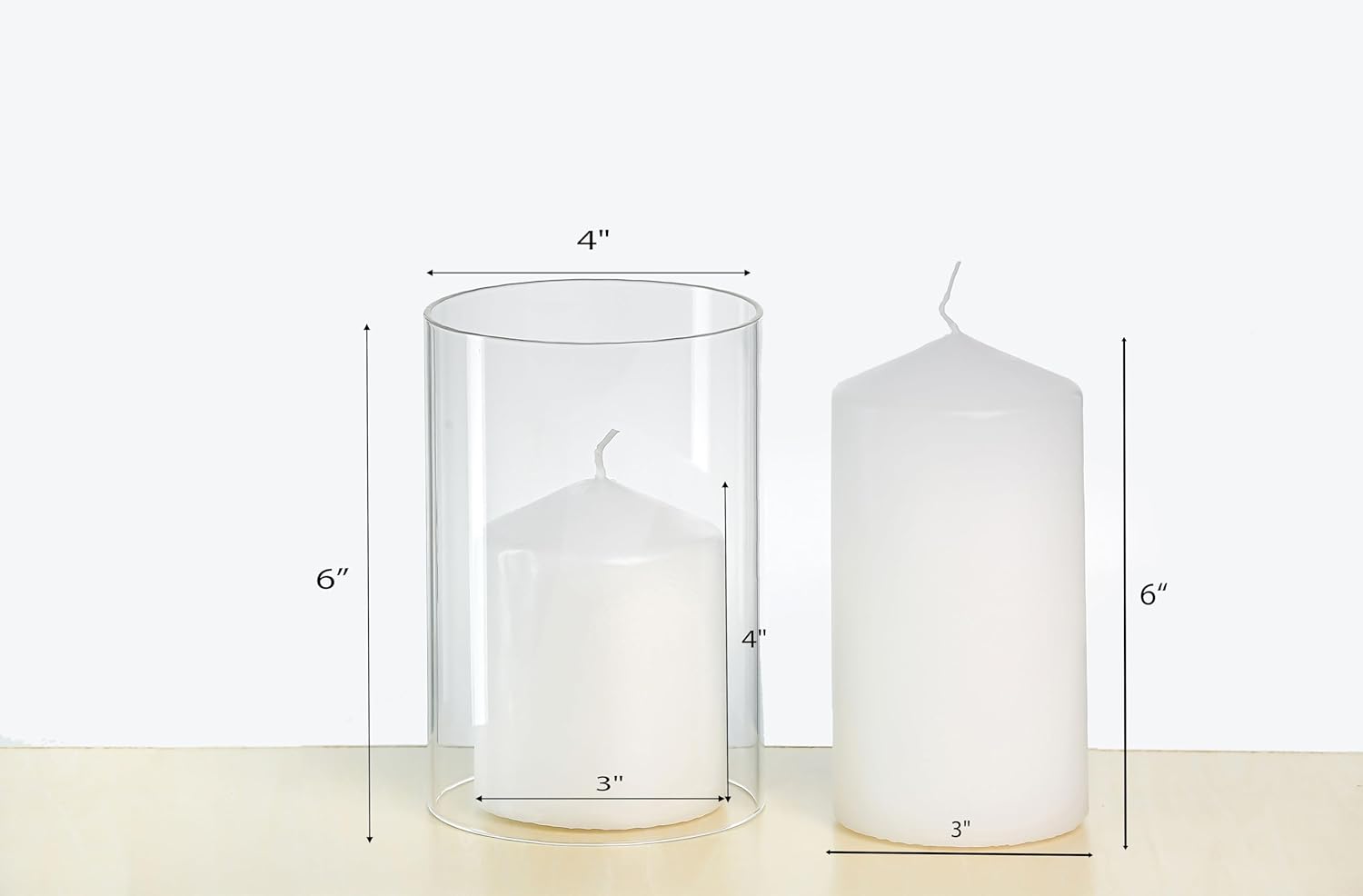 CYS EXCEL 2 PCS (H:6" D:4") Open Ended Clear Glass Hurricane Candleholder Tube Lamp Shade Open Flame Candlestick Holder Chimney Tube Cover Bottomless Cylinder - Image 3