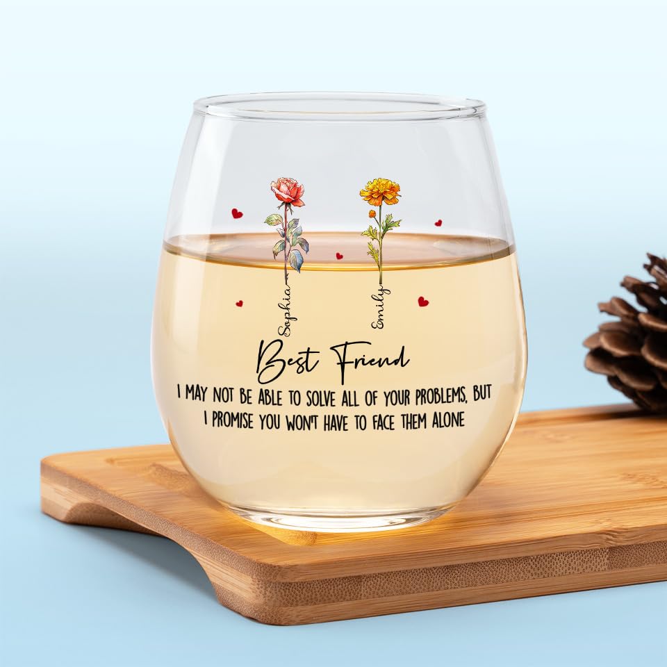 DOPTIKA Who We Have In Our Life That Matters, Personalized 15 Oz Birth Month Flower Wine Glass, Best Friend Birthday Gifts, Sister Gifts From Sisters, Friend Gifts For Women, BFF, Bestie Gifts