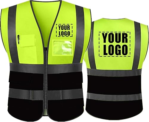 yunzhenbusiness Chaleco de seguridad reflectante de alta visibilidad personaliza tu texto en el chaleco de trabajo