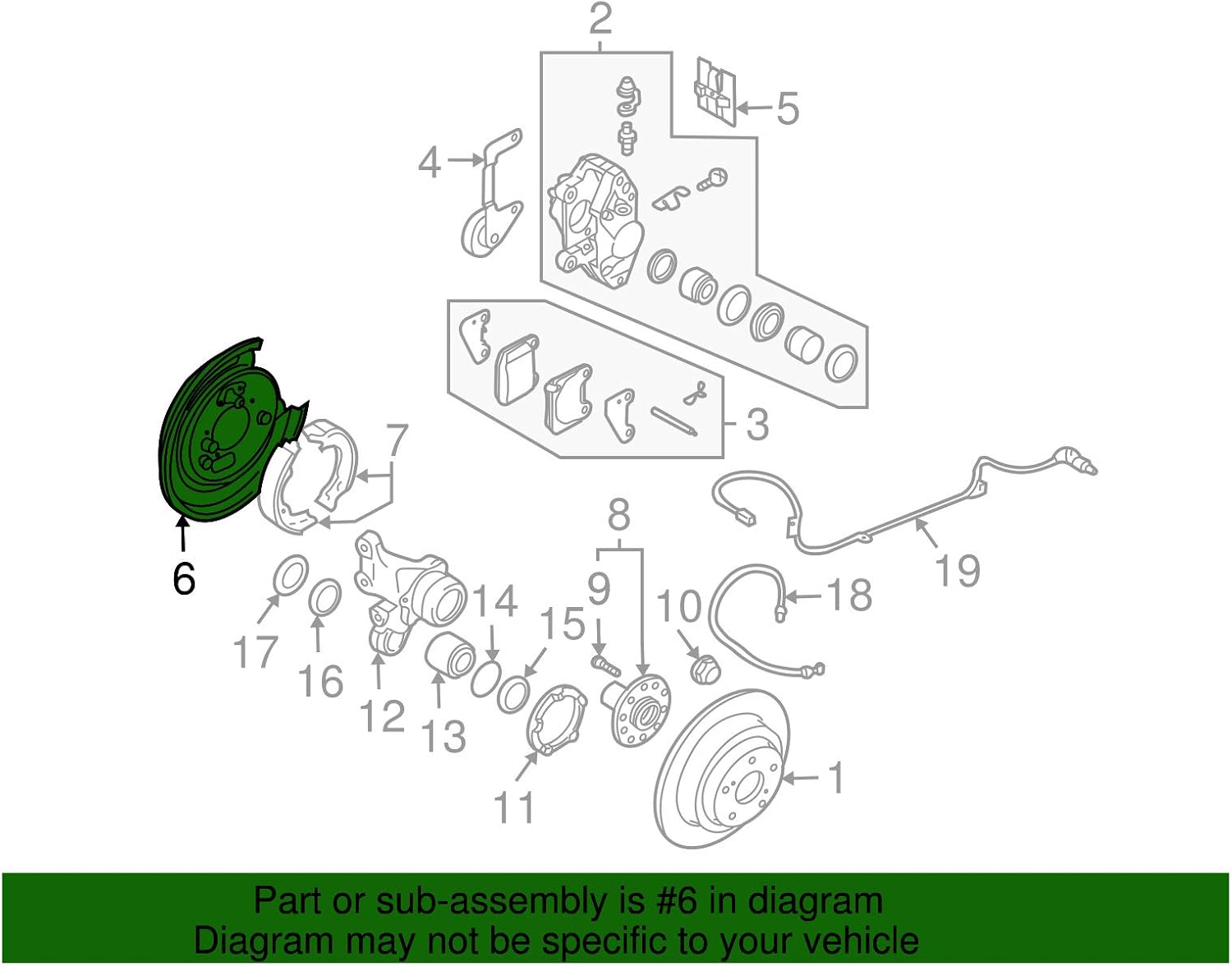 Subaru 26704FE000 Rear Backing Plate (04-05 WRX Passenger Side RH)