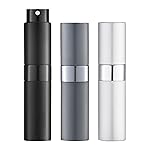 LISAPACK 8ML Atomizer Perfume Spray Bottle for Travel (3 PCS) Empty Cologne Dispenser, Portable Sprayer (Black, Silver, Grey)