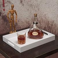 Vista 12 de Bandeja de servir de acrílico blanco brillante con asas resistentes - 10x15 pulgadas - Bandeja para servir café, aperitivos, desayuno, mayordomo