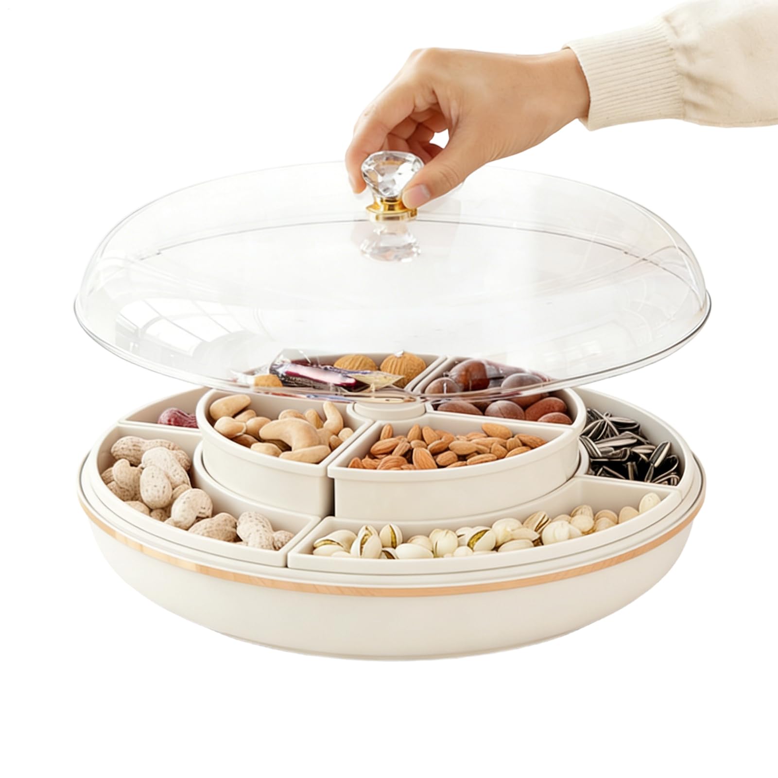 Plateau à en-cas, boîte de rangement transparente | Double couche