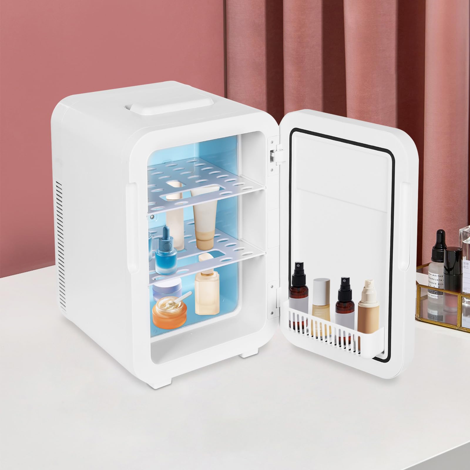 Mininevera multifunción de 20 litros con control de temperatura y pantalla LED digital, minibar, enfriamiento rápido en el enfriador, nevera pequeña, nevera para habitación, coche y oficina