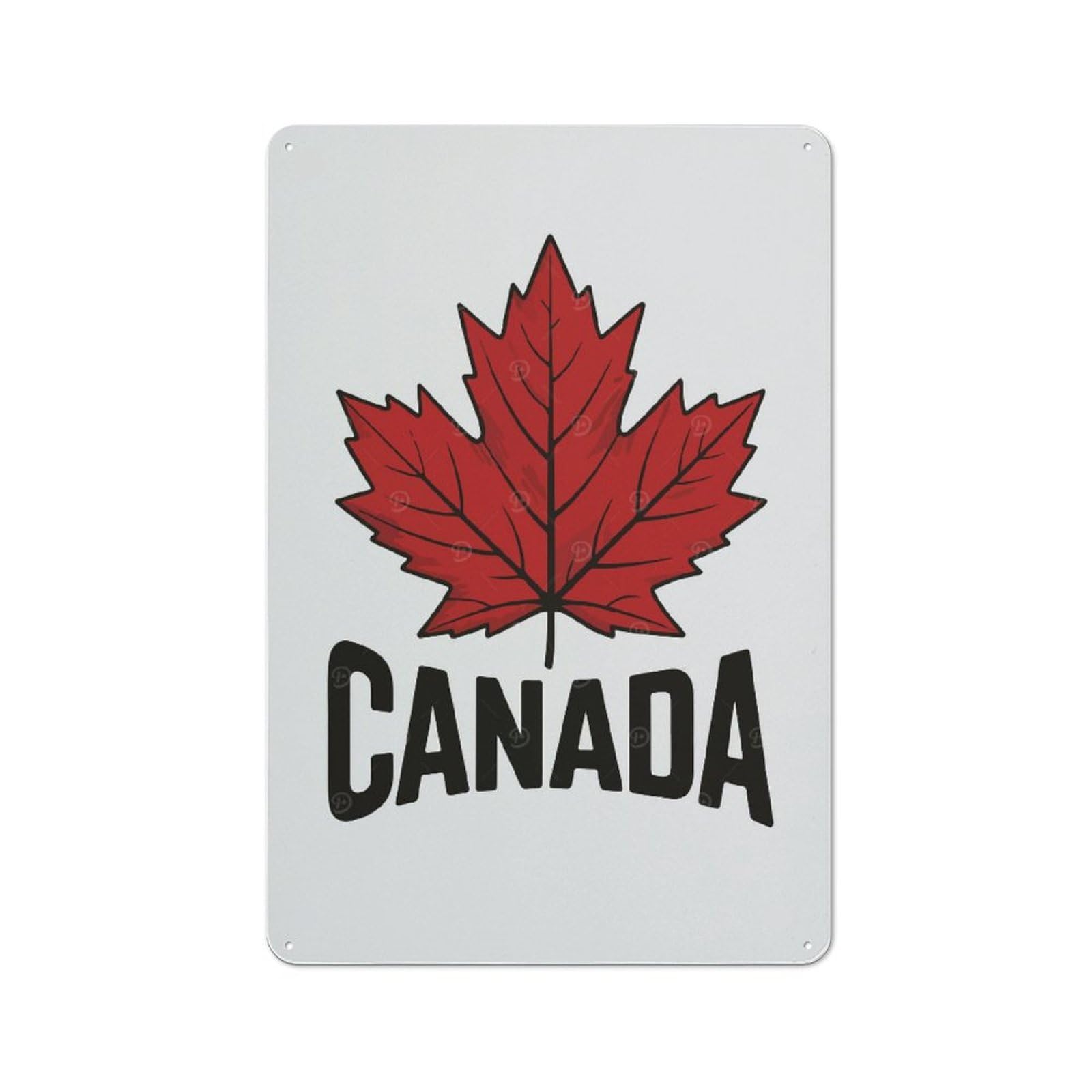 Junmoney Canada Maple Leaf Illustration Office Metal Sign 30X20cm, Understated Office Wall Decor For Workspace, Cafe, Shop Or Desk Area