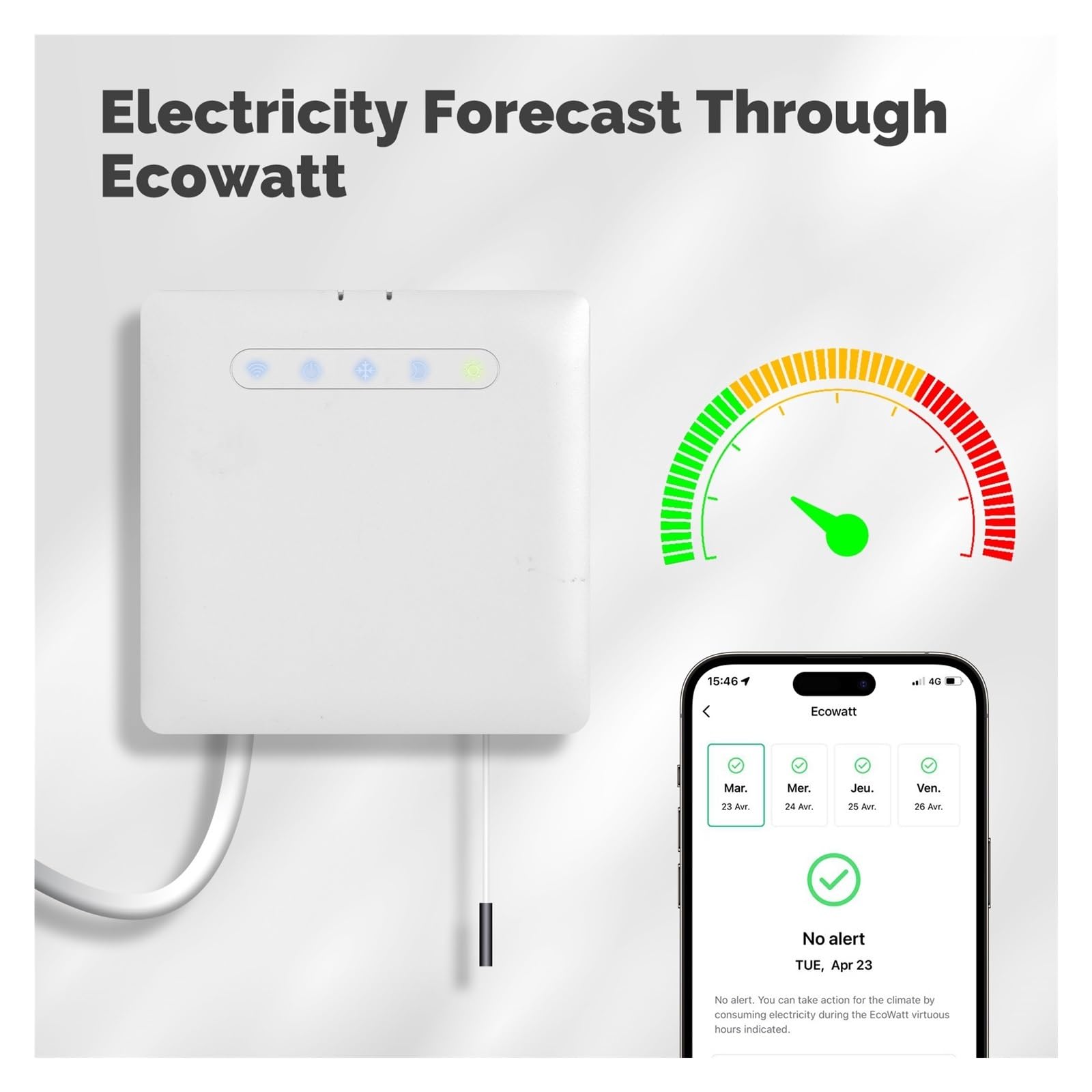 Thermostat Intelligent WiFi for radiateur de Chauffage à Fil Pilote, Prise en Charge de la Surveillance de l'électricité, télécommande Via Application