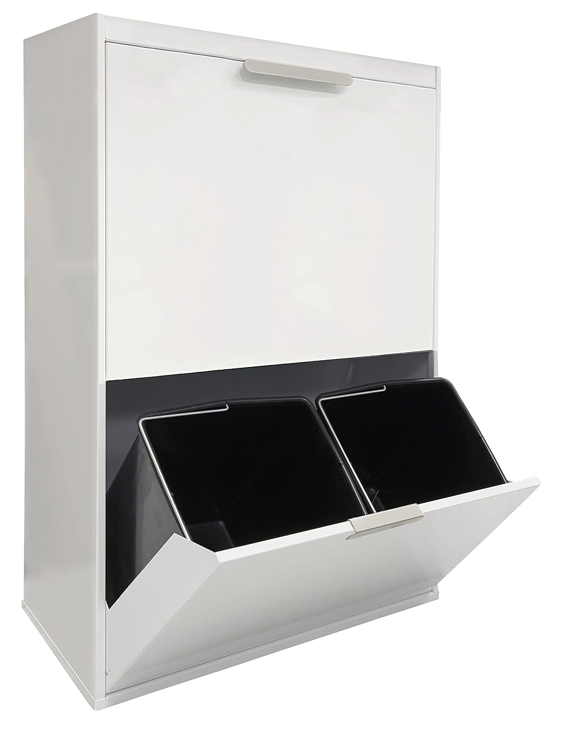 ARREGUI Ecoclas CR601-E Cubo de basura y reciclaje de acero de 4 cubos, mueble de reciclaje, 4 x 17 L (68 L), blanco