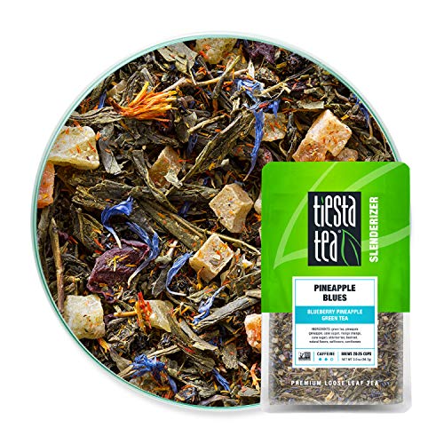 Tiesta Tea - Pineapple Blues Loose Leaf Blueberry Pineapple Green Tea Medium Caffeine Hot Iced Tea 2 oz Pouch - 25 Cups Natural Metabolism Energy Boost Green Tea Loose Leaf