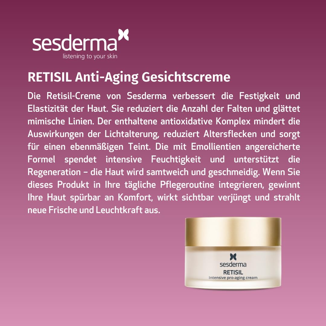 Sesderma RETISIL Geschenkset - Anti-Aging Gesichtscreme 50 ml + Augen- & Lippenkontur 30 ml - Mit Retinoid HPR, Hyaluronsäure & Wachstumsfaktoren - Regenerierende Pflege gegen Falten