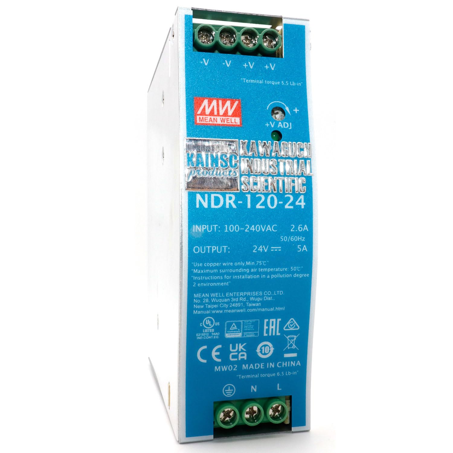 Mean Well NDR-120-24 AC/DC 24V 5A 120W Industrial DIN Rail Power Supply Single Output Provided by KAINSC Products