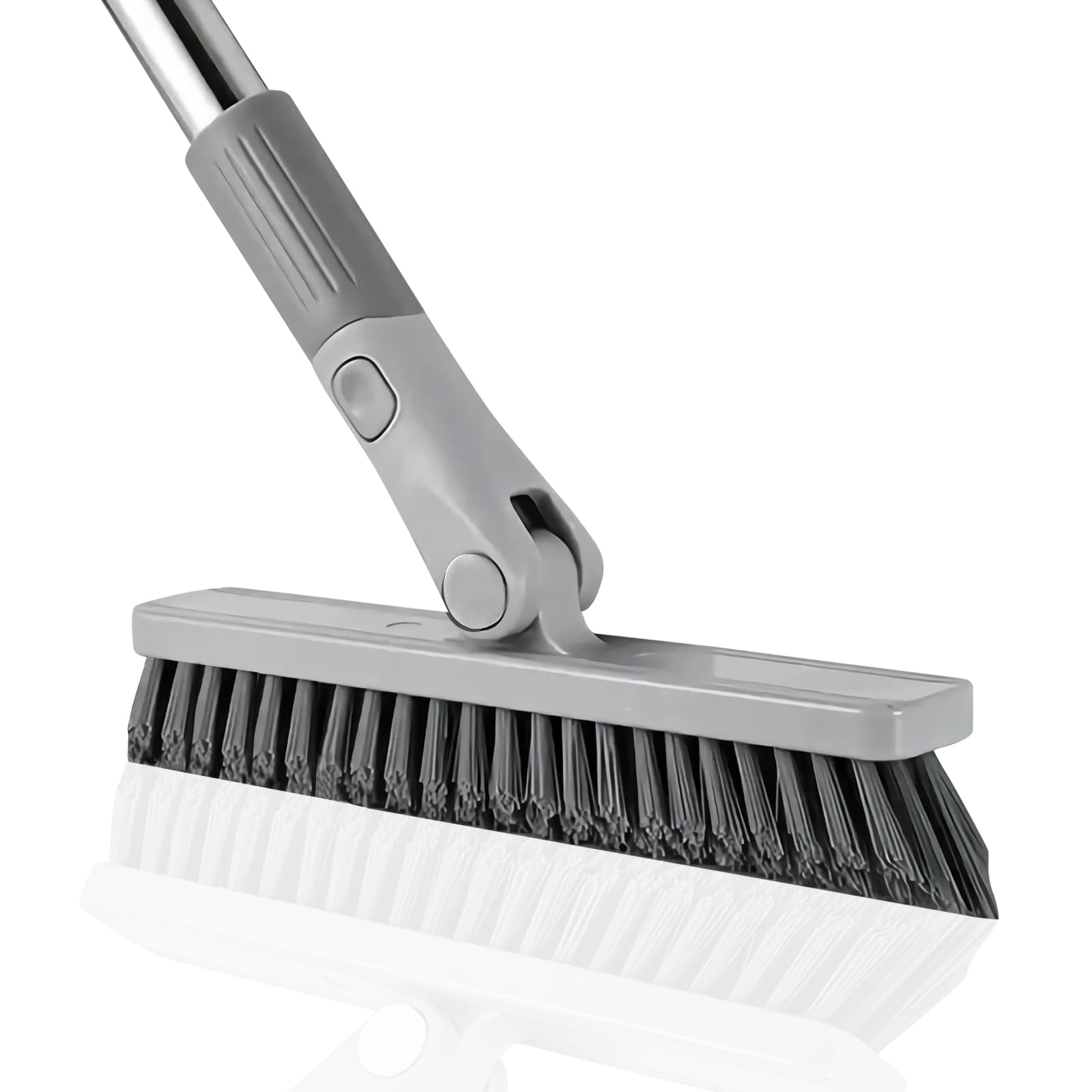 Shower Scrubber With Long Handle & Stiff Bristles Grout Brush, Includes Long Handled Scrub Brush For Shower, Tile Grout Cleaning Brush Head, Scouring Pad Head & Microfiber Cloth For Bathroom, Tub - View #3