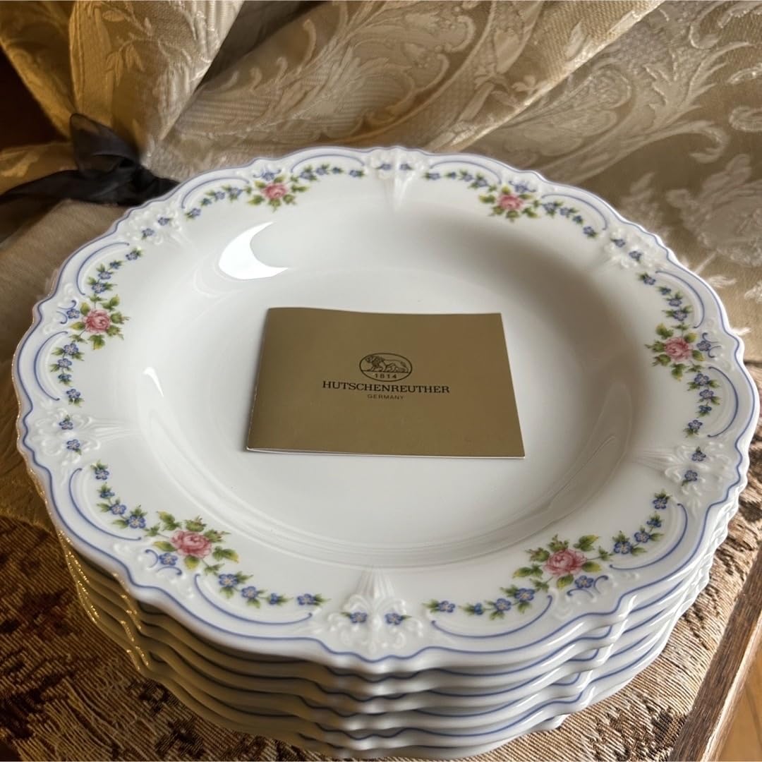 新品 ドイツ製 HUTSCHENREUTHER ローズガーランド スープ皿 6枚