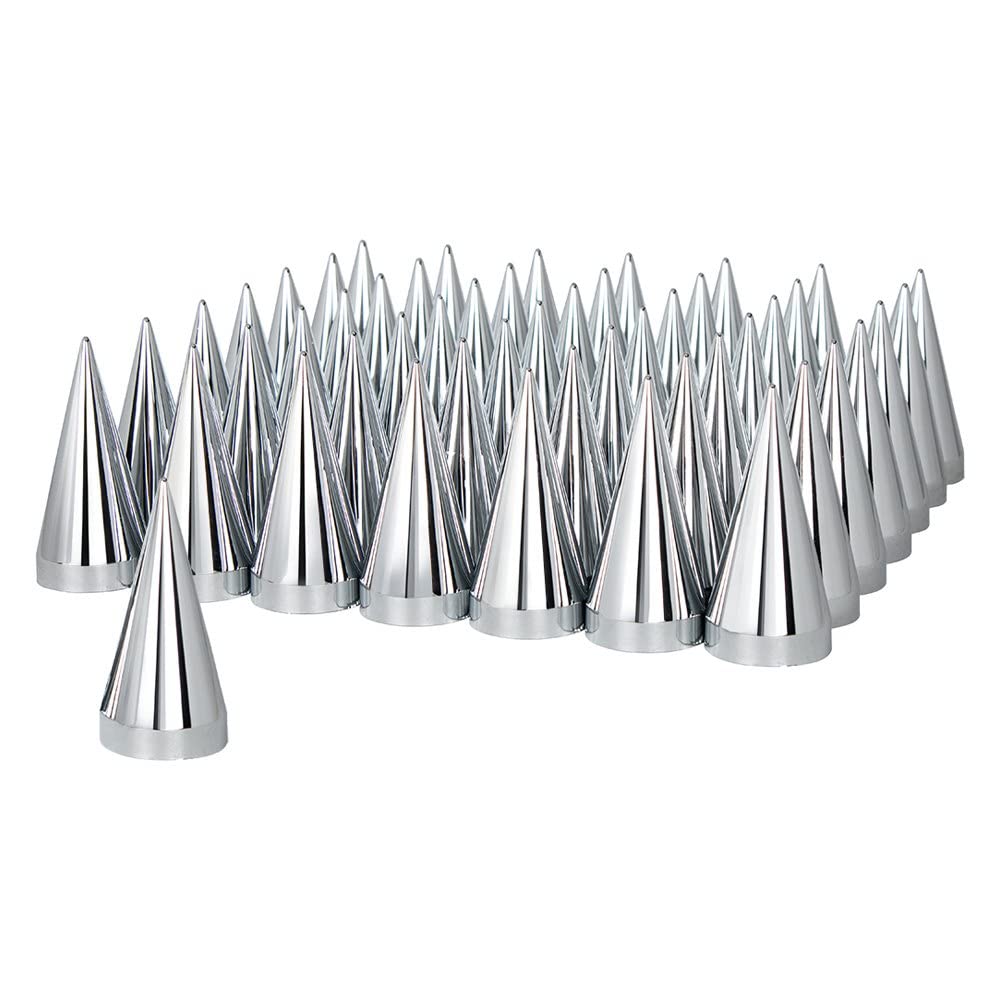 United Pacific10780CB 33mm x 4-1/2" Chrome Plastic X Spike Nut Covers - Thread-On (60 Pack)