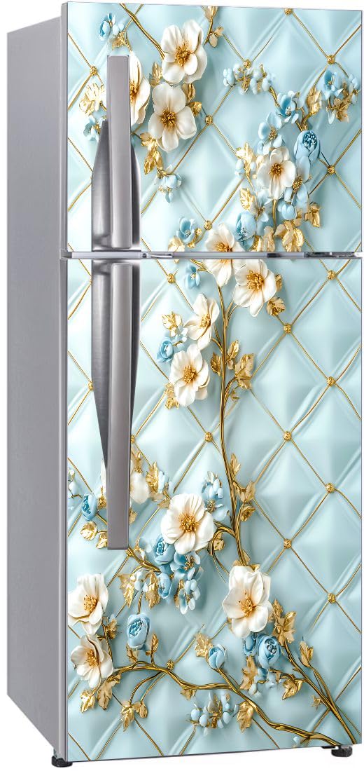 Double Door Fridge Sticker - Floral & Abstract Designs -17