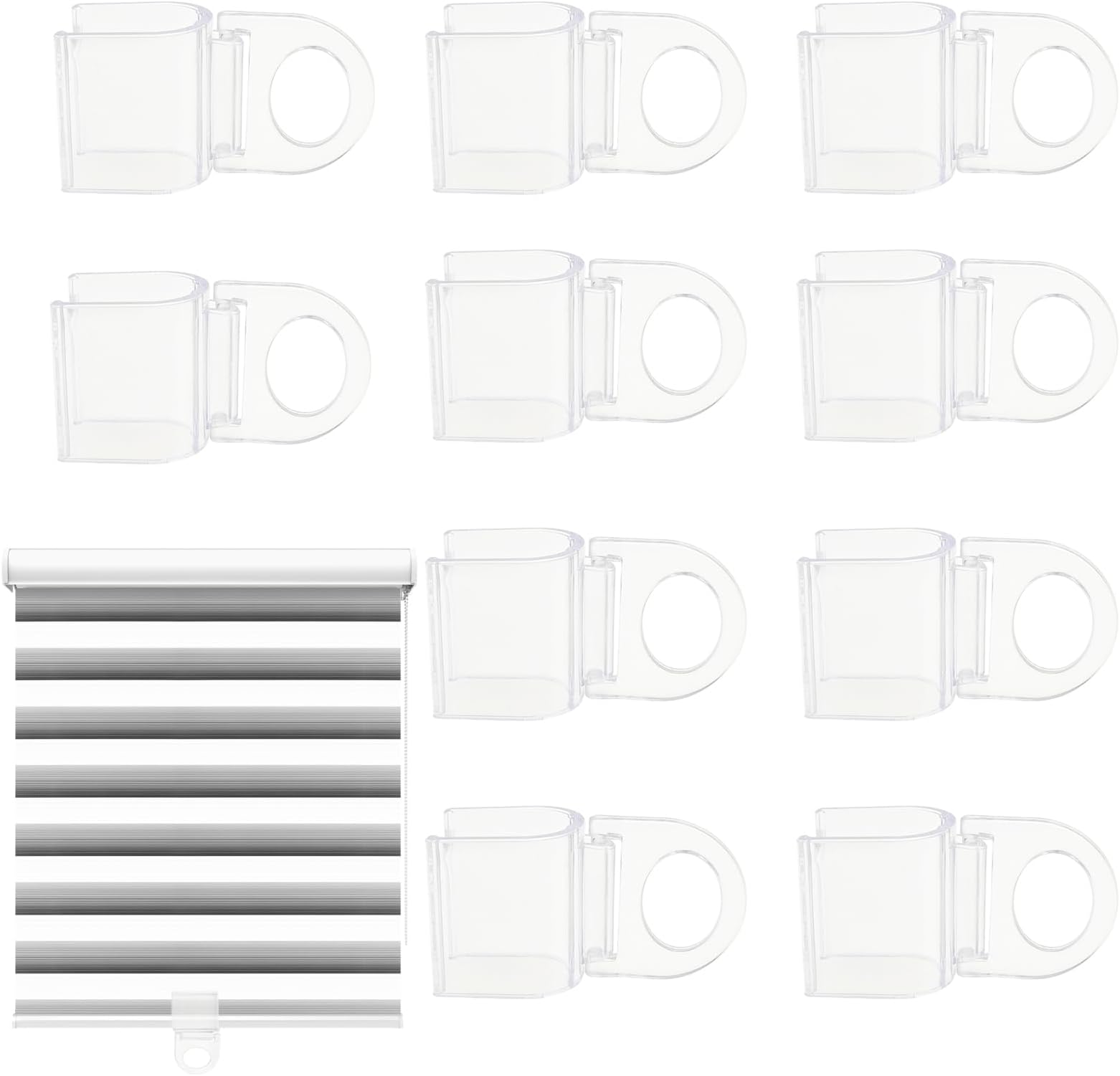 10 Pack U-Shaped Roller Curtain Grips Hanging Ring Curtain Clips Cordless Window Shades for Home Roller Shutter Clips Transparent Rolling Blind Sunshade Lifting Clip