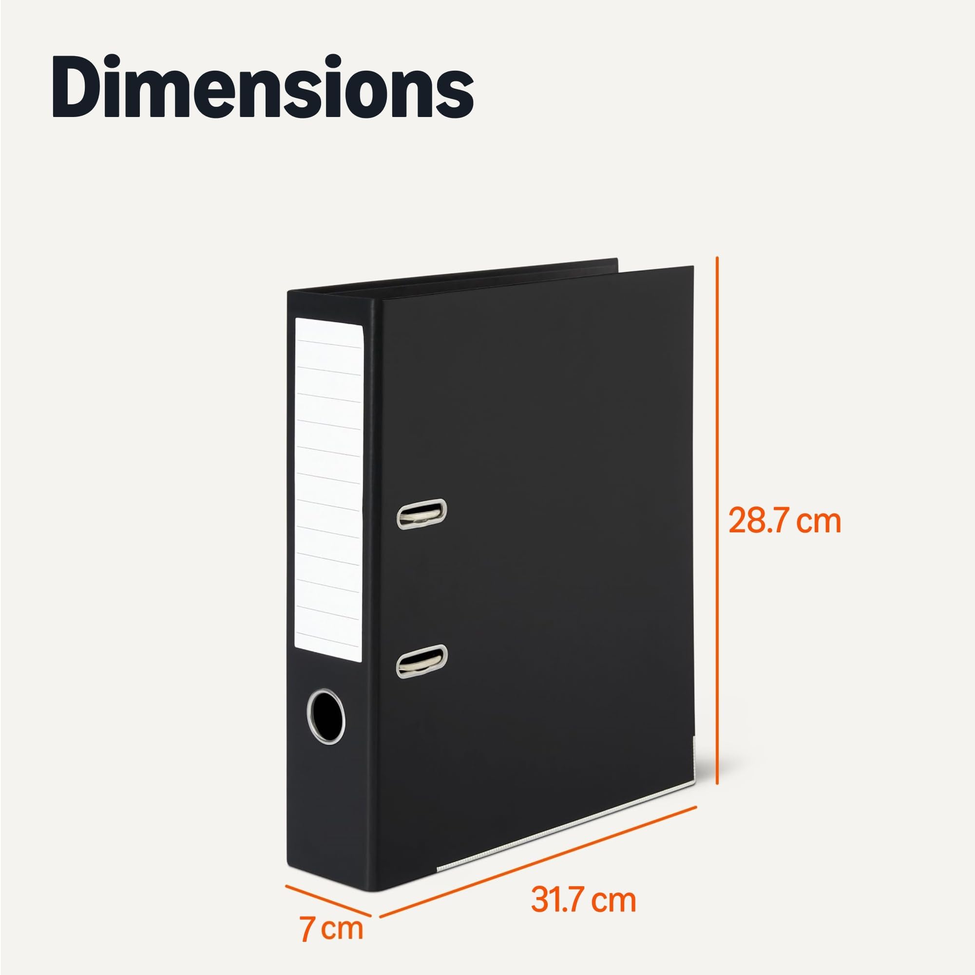 Amazon Basics Lot de 10 classeurs à levier A4, avec anneaux, pour rangement de fichiers de bureau, Noir