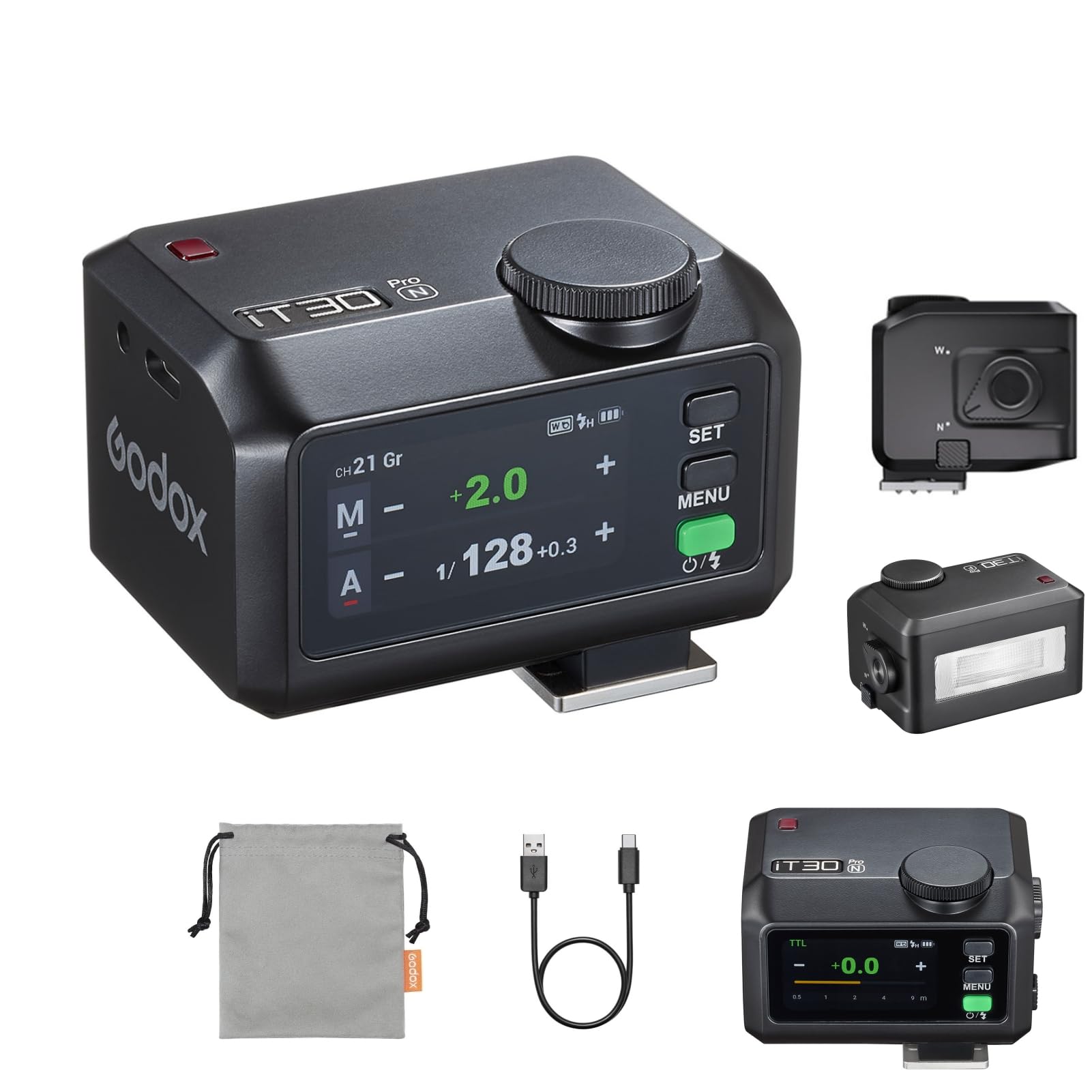 GODOX iT30ProN i-TTL - Flash de cámara GN15 Speedlite 560, número de flash, 1,5 s, tiempo de recarga 1/8000s HSS, difusor integrado para cámaras Nikon (negro)