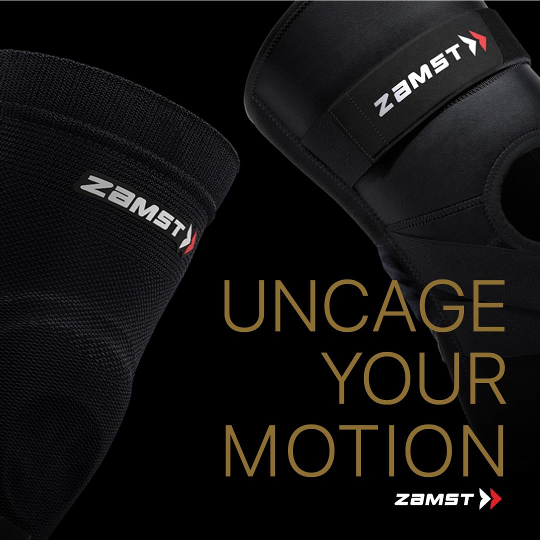 Zamst ZK-Protect Knee - Ginocchiera per Stabilizzazione legamenti anteriore LCA, laterale LCL e mediale LCM, sostegno articolazione, menisco e rotula - Basket, Sci, Volley, Calcio e altri sport (M)