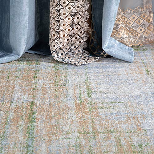 Jinchan Runner Rug 2X6 Hallway Abstract Sketch Distressed Washable Kitchen Rug Green Multi Print Colorful Overdyed Chenille Thin Rug Contemporary Carpet For Bathroom Laundry Room Bedroom Living Room #TOP3