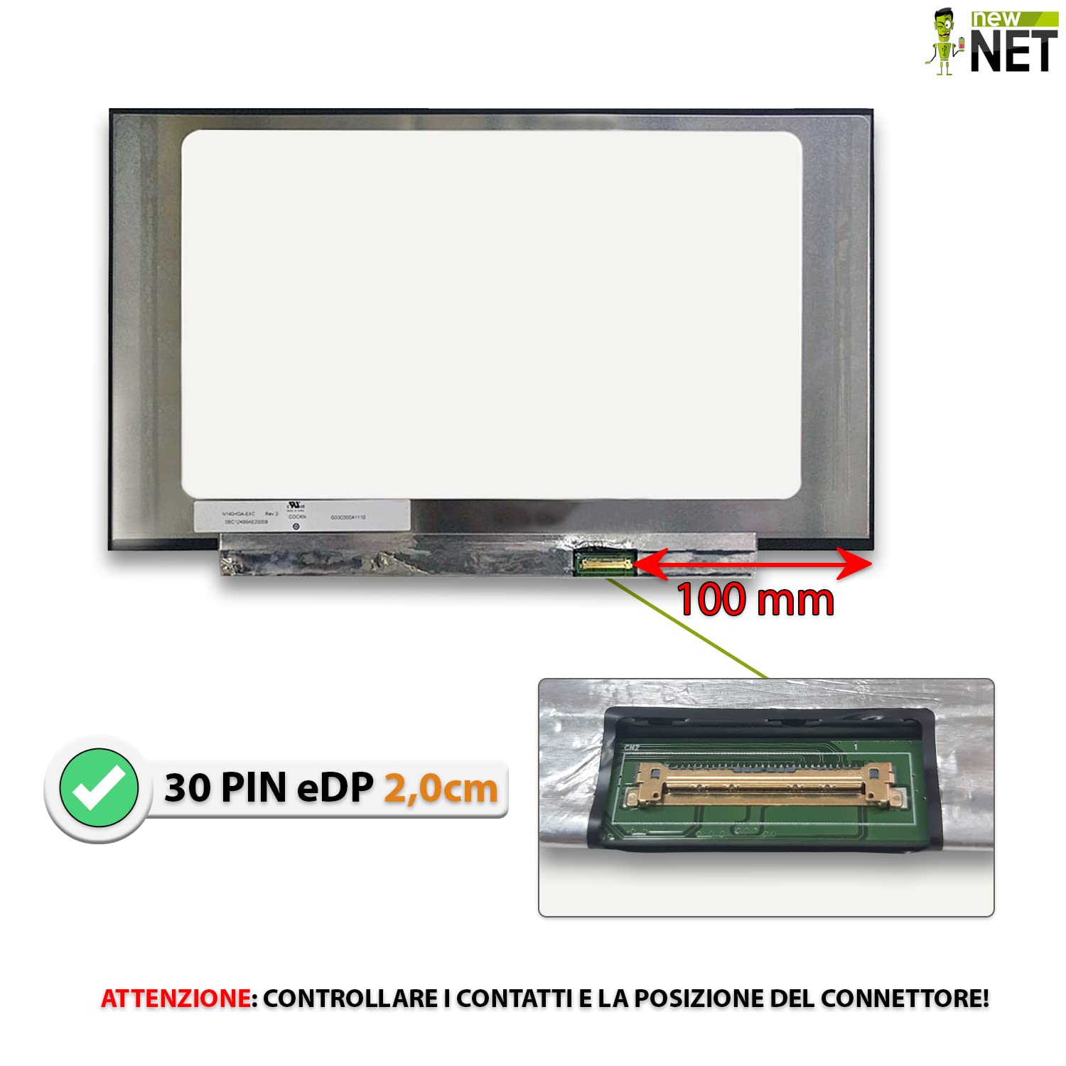 Pannello LCD Schermo Display IPS 14.0 FHD 1920x1080 30pin Compatibile Huawei Matebook KPL-W00 Nbl-WAQ9R Matebook D 14 2020