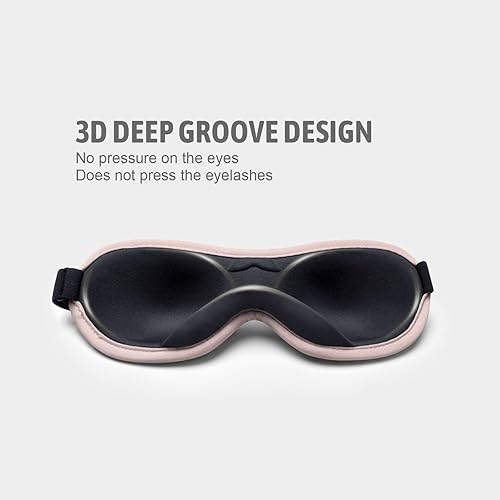 Miniatura 4 de Hunrimu Máscara de ojos para dormir para mujeres y hombres, cubiertas de ojos para dormir, máscara de sueño 3D para viajes, yoga y siesta (rosa)