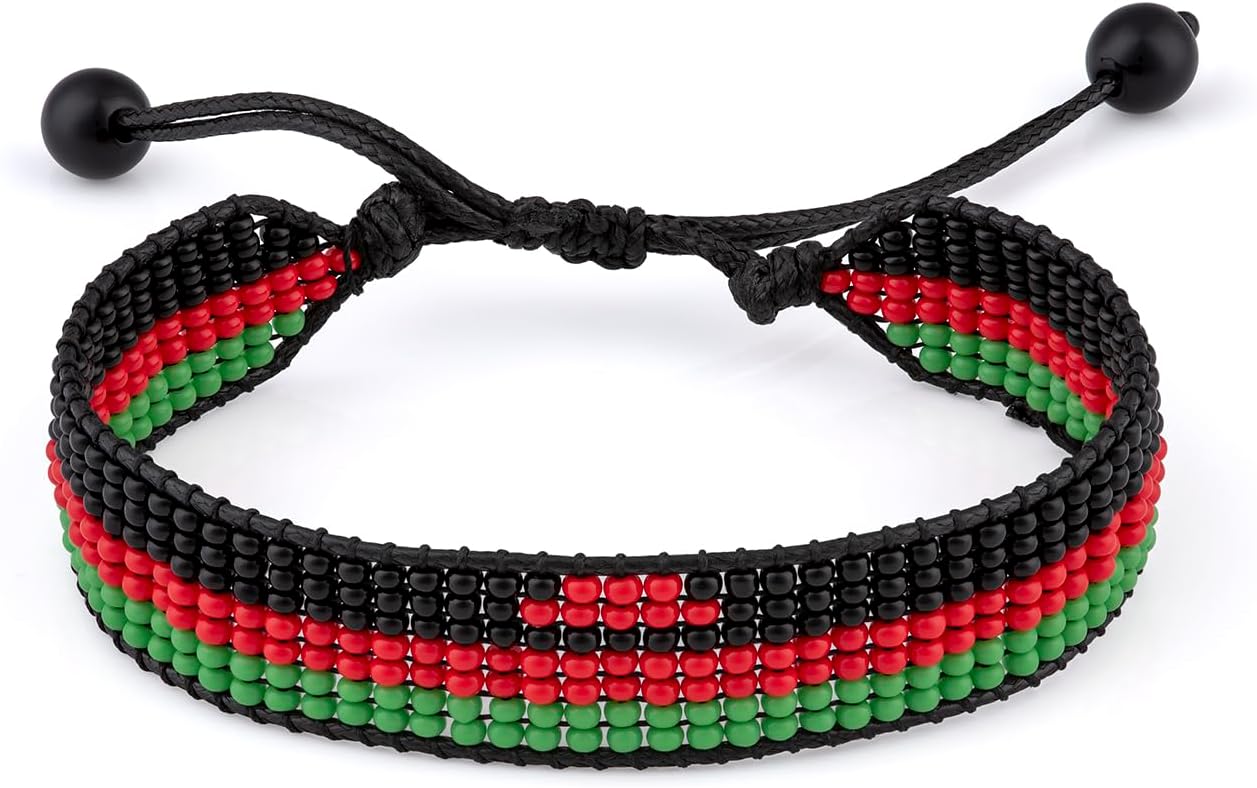 Malawi Flag Bracelet, Adjustable, Boho Style Rope Bracelet for Women, Men, Thread String