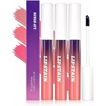 Set of 3 Peel Off Lip Stain Lipstick in Light Pink Cool Rose & Hot Pink Waterproof Lip Ink Long-Lasting Lip Gloss for Women