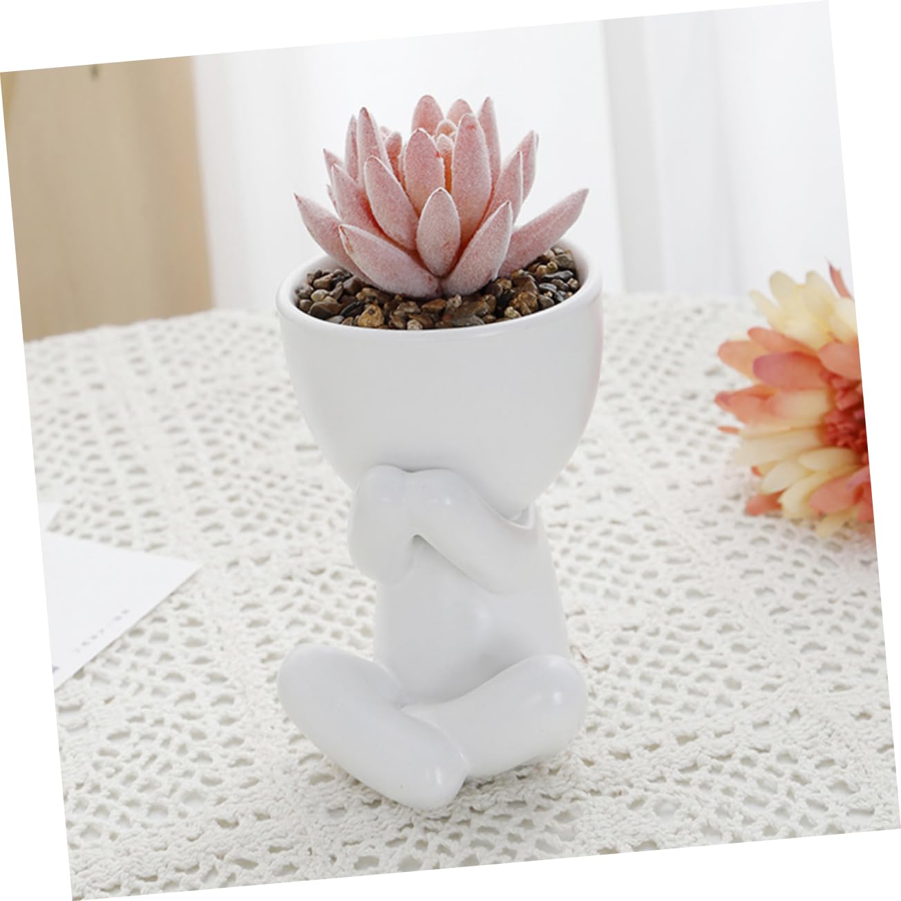 Amazon.co.jp: BUTIFULSIC 2個 セラミック植木鉢 人型植木鉢 人間の形