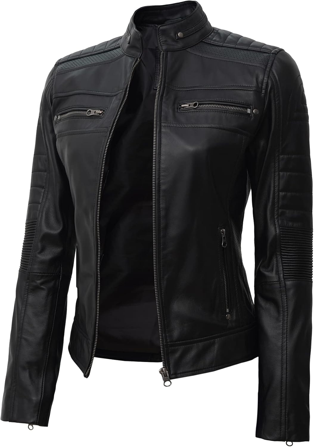 Blingsoul brown leather jacket women - cafe racer black…