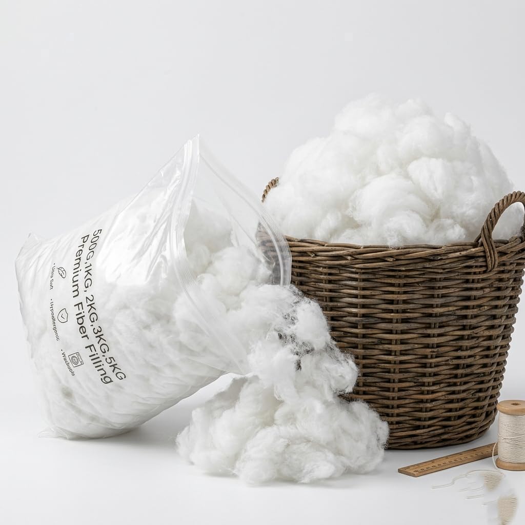 Vingardium Leviosa White Vl Toy Stuffing 100% Virgin Hollowfibre Fillings Multipurpose Hypoallergenic Washable Stuffing For Crochet, Knitted Toys, Sofas, Cushions, Soft Toys, Teddy Bears, Pillows (500G)