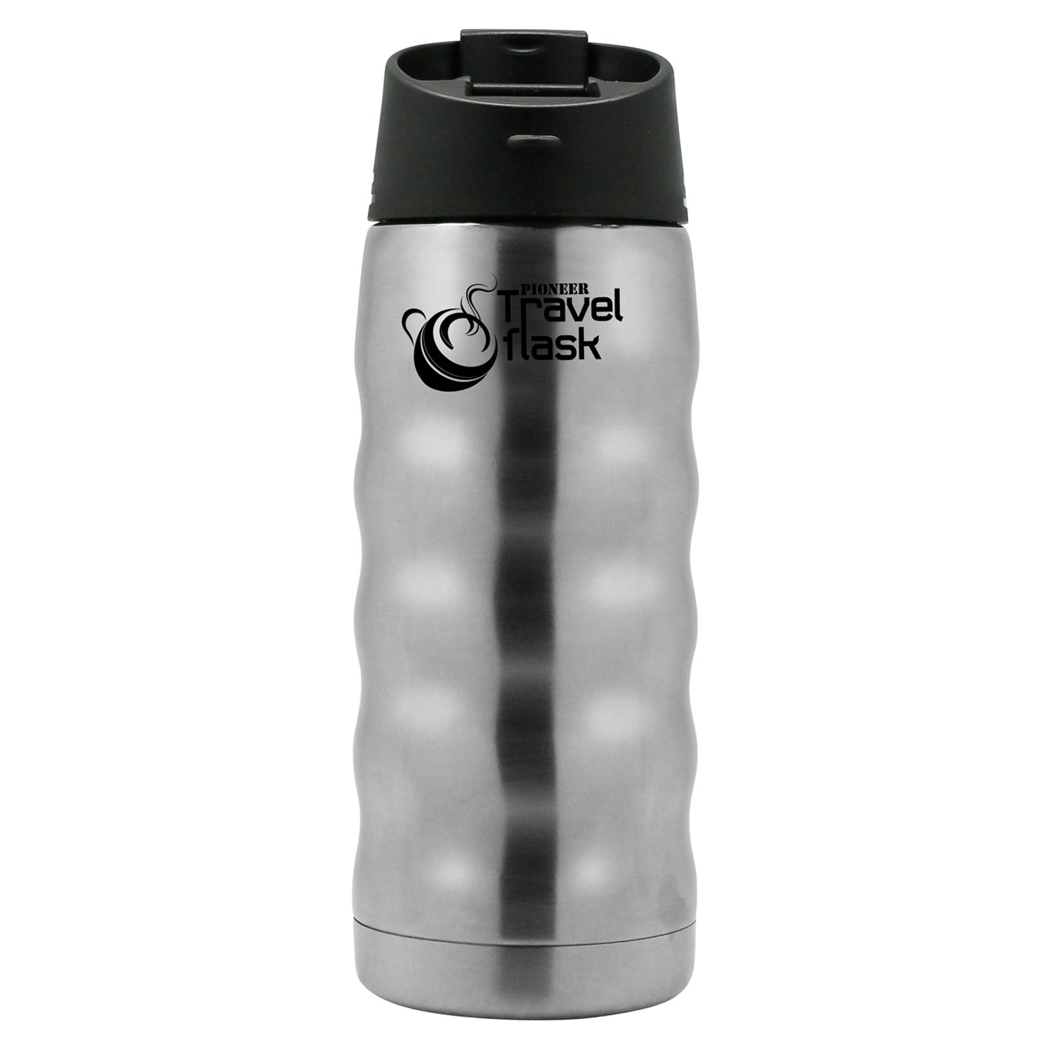 PioneerFlasks Double-wall Vacuum Travel Flask Hot and Cold Drink Bottle 350ml 0.35L, Stainless Steel, Silver