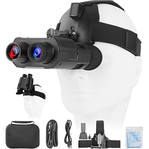 Night Vision Goggles,Night Vision Binoculars Head Mounted 980FT Long Range Compatible with Tactical Helmet 850NM Infrared,3MP Photo 4K HD Video,8X Digital Zoom for Adults Camping Bird Watching