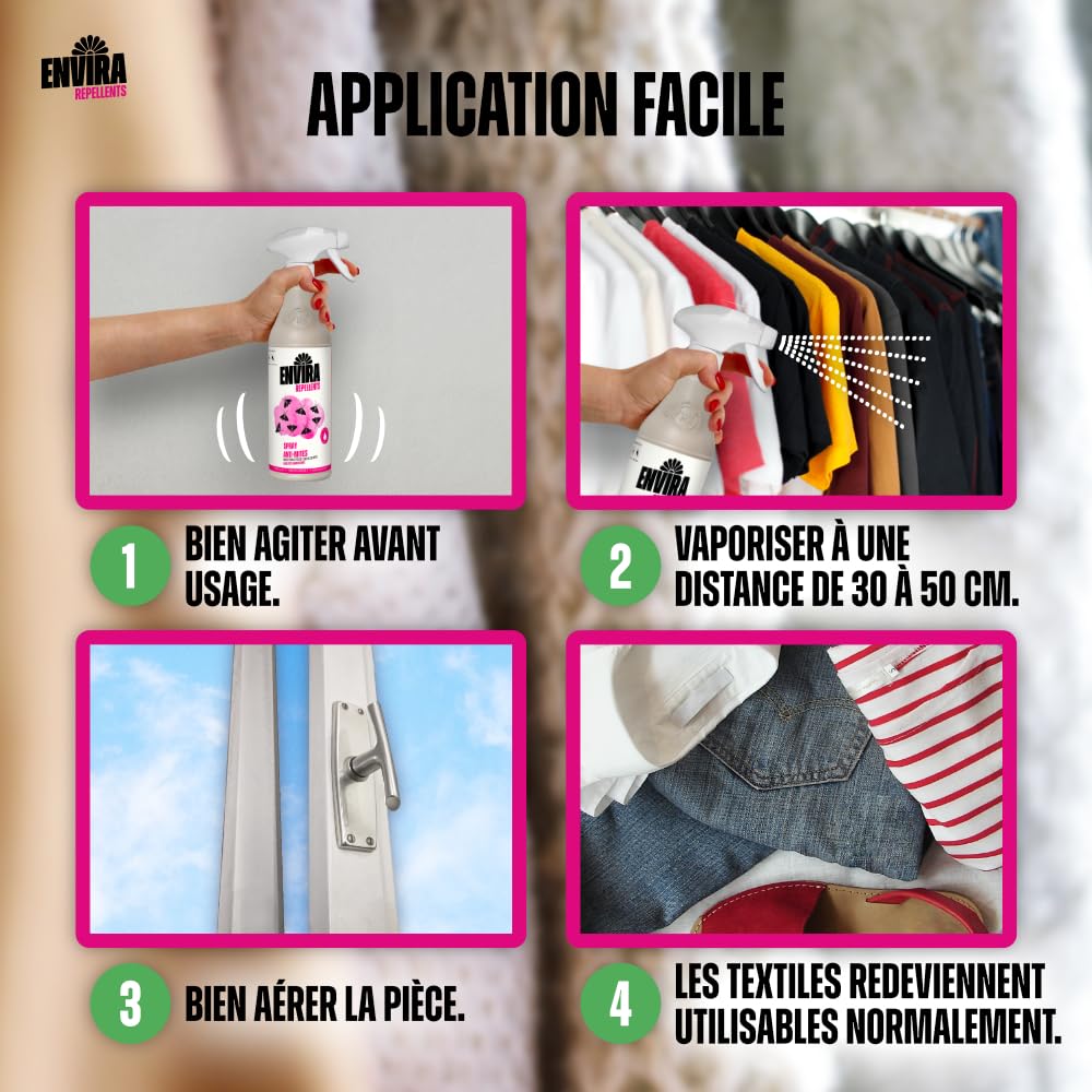 Envira Spray Anti-Mites - Anti-Mites à Action Longue Durée - anti mites alimentaires - sans Odeur & A Base d'eau - 2 L