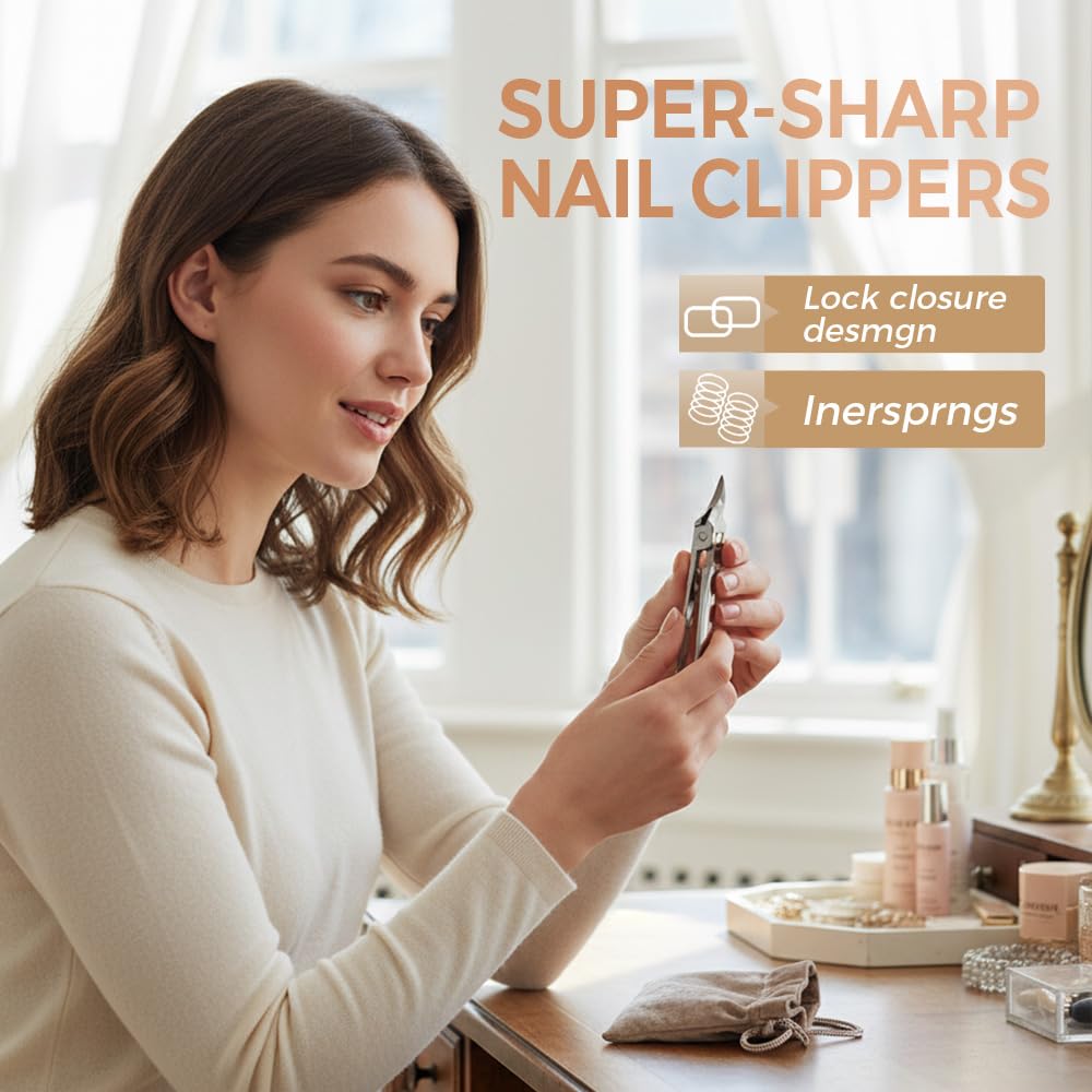 2026 Nagelknipser, langer, schräger Nagelknipser, Entfernungsset für eingewachsene Zehennägel (2 Stück)