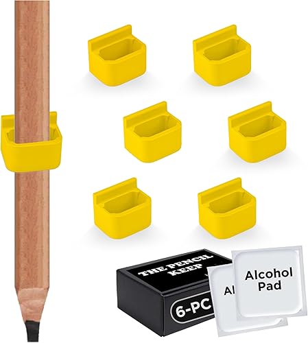 Pencil Keep - Paquete de 6 portalápices de carpintero - Soporte para lápices se monta en cualquier lugar que los necesites, soporte para lápices de