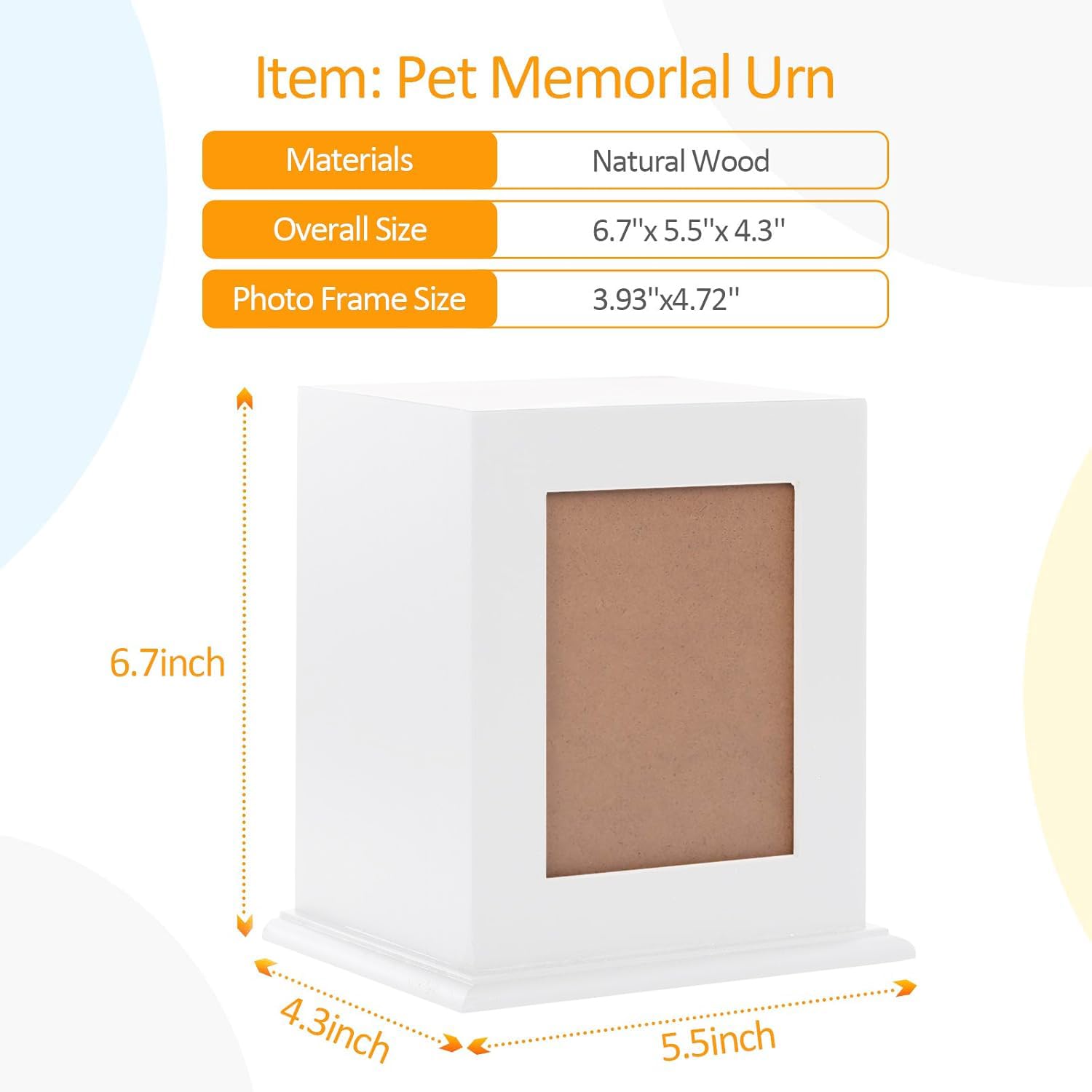 BRKURLEG Urne per Animali Domestici in Legno con Cornice per Foto, Urna per Cani, Urna per Ceneri di Animali Domestici, Scatola per Ceneri di Cani e Gatti, Adatta per la Maggior Parte degli Animali