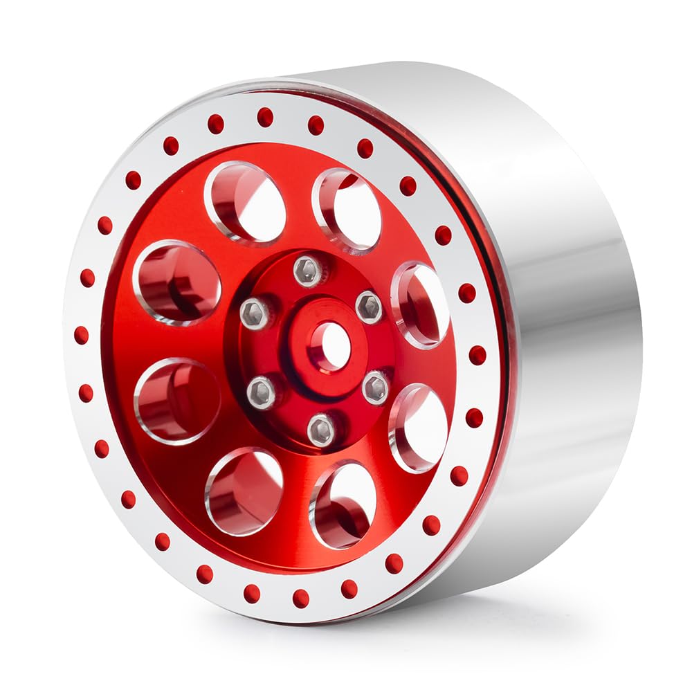 Benedict Harry 1.3 Beadlock Wheel Rims for SCX24 TRX4M Upgrade 1/24 1/18 RC Crawler Car (Red)