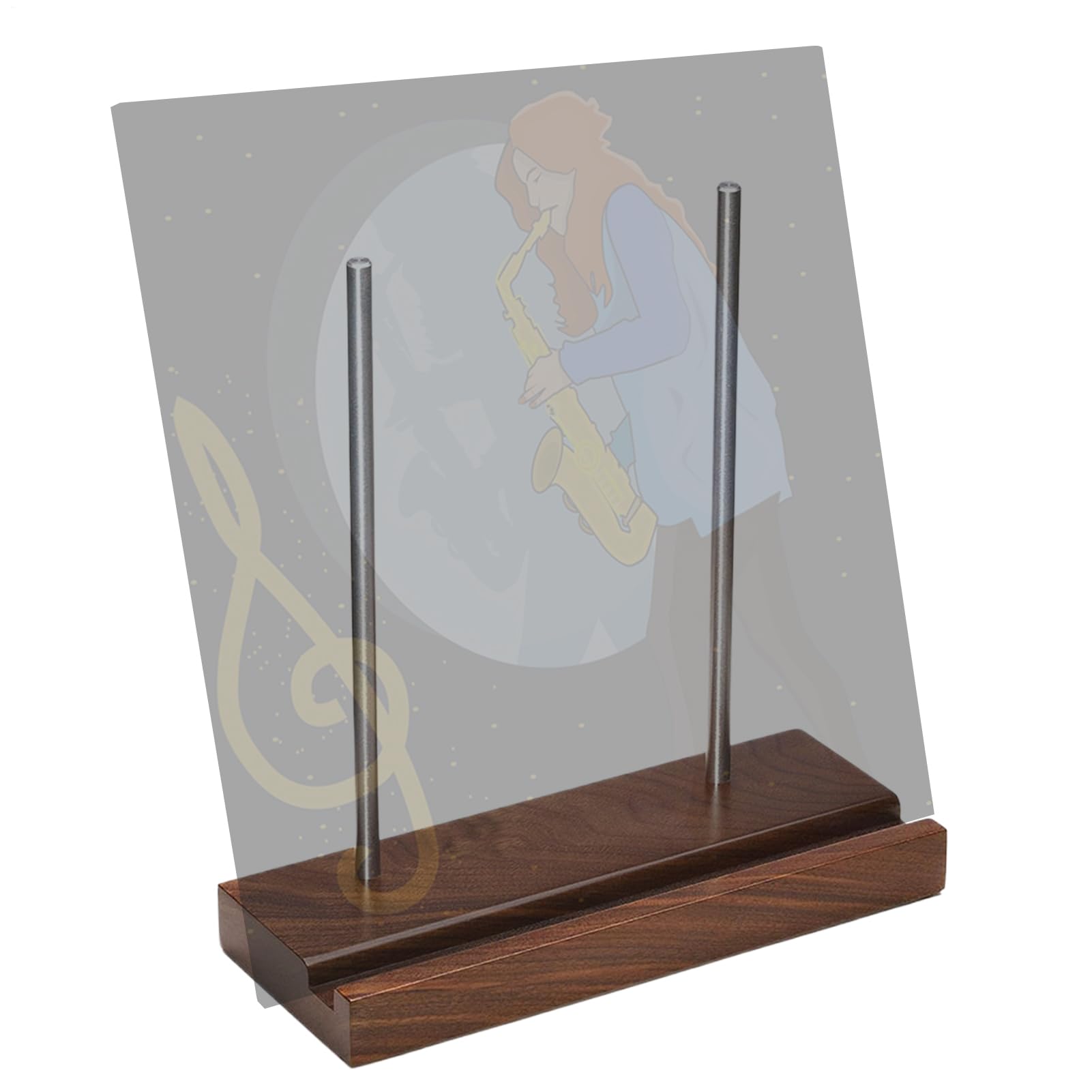 Soporte de madera para discos y álbumes con acabado retro para exhibición de escritorio