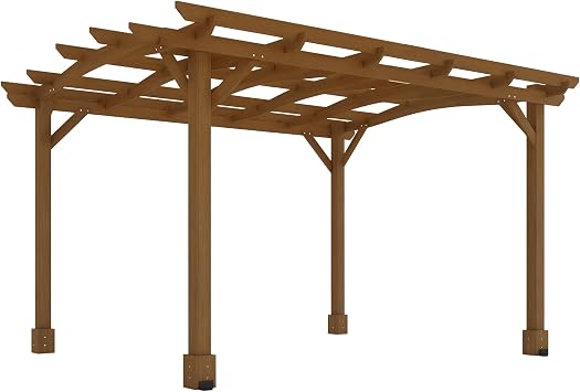 Outsunny 10 x 12 Outdoor Pergola with Arched Roof Wood Gazebo Dark Brown