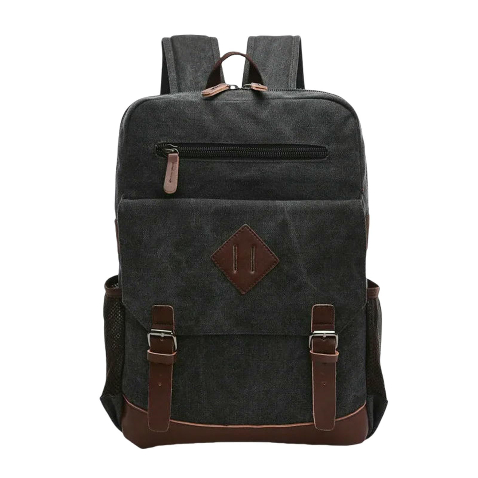 Zaino Scuola Grande da Uomo in Tela Vintage per Bookpack Adatto alla Maggior Parte dei Laptop 15,6 Pollici Borsa Viaggio Escursioni-Nero