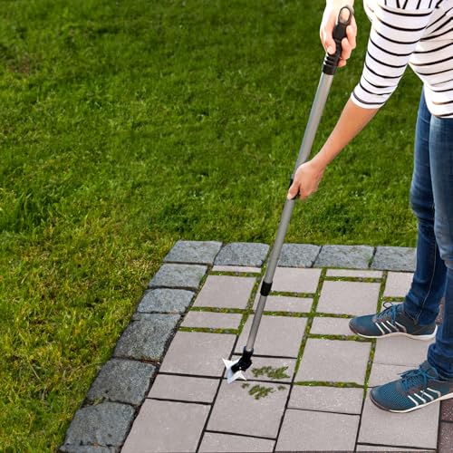 Maximex 4-Zack Fugenkratzer mit Teleskopstiel für Garten, Hof und Einfahrt Silber matt