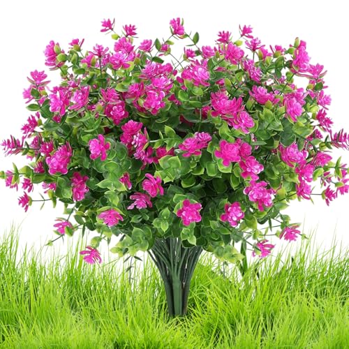 Plantas y flores artificiales, flores artificiales de primavera, decoración de plantas sintéticas, resistente a la intemperie, fácil de organizar, 30 cm, para el hogar, porche, patio, jardín, patio